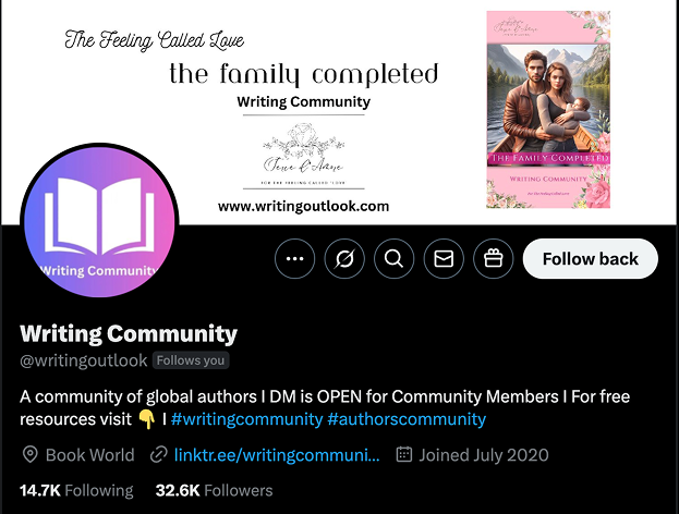 Writing Community Twitter Page